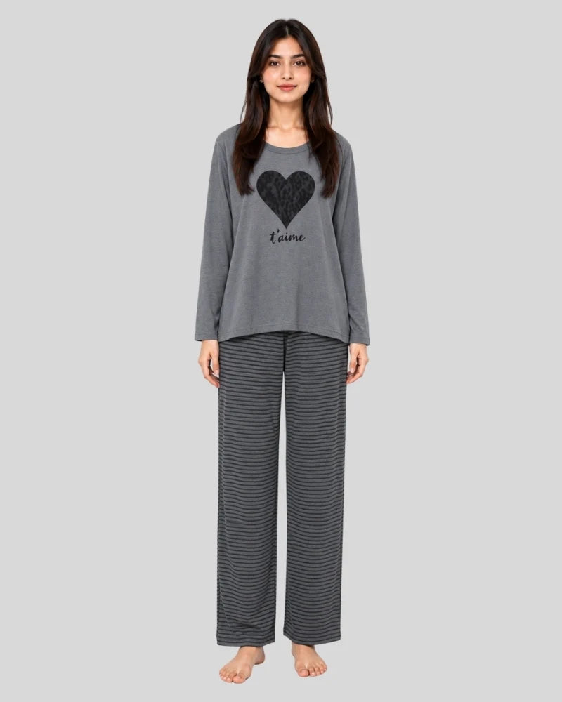 Heart Striped Pajama Set