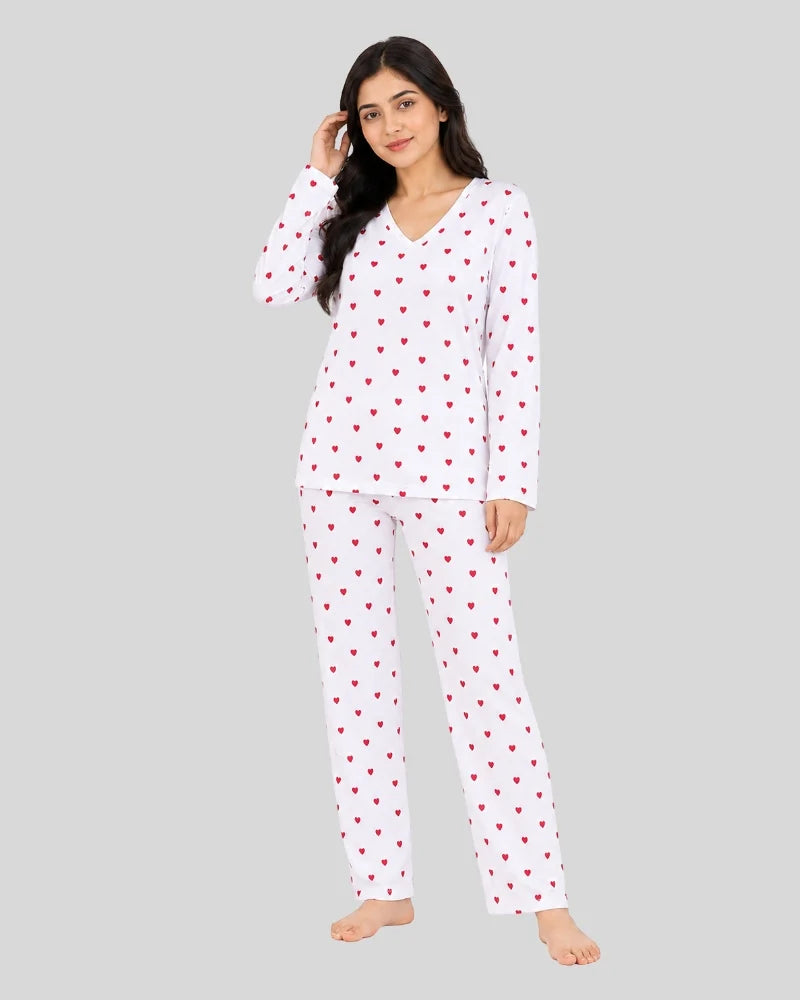 Little Hearts V-Neck Pajama Set