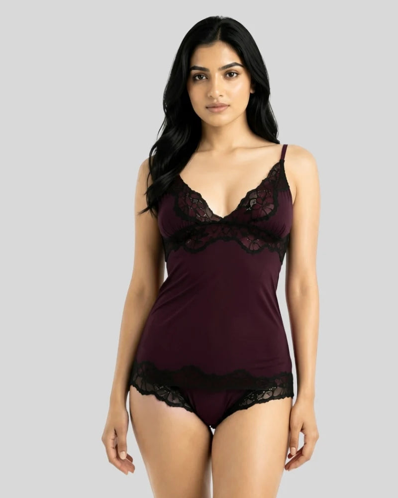 Lace Trim Camisole & Panty Set