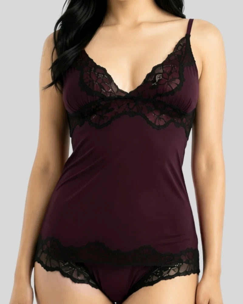 Lace Trim Camisole & Panty Set