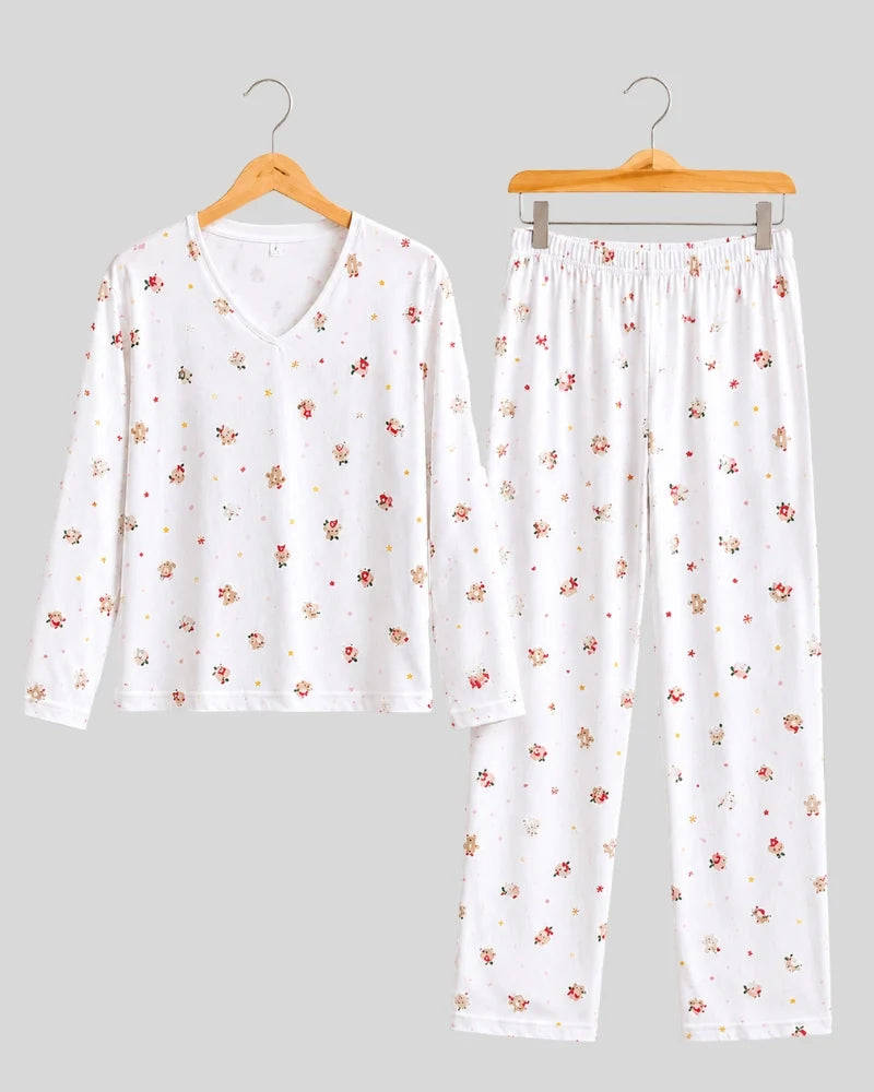 Dainty Floral V-Neck Pajama Set