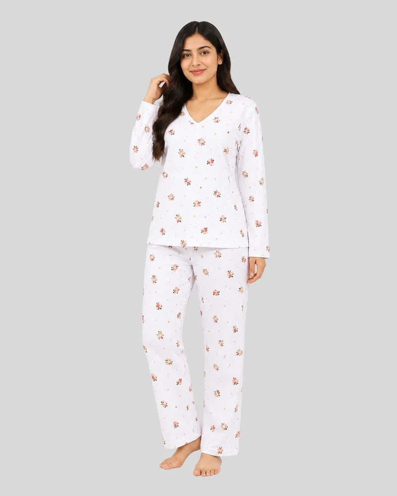Dainty Floral V-Neck Pajama Set
