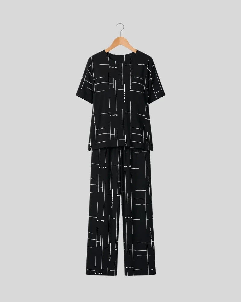 Abstract Line Print Pajama Set