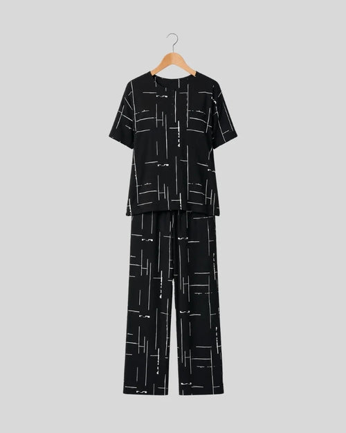 Abstract Line Print Pajama Set