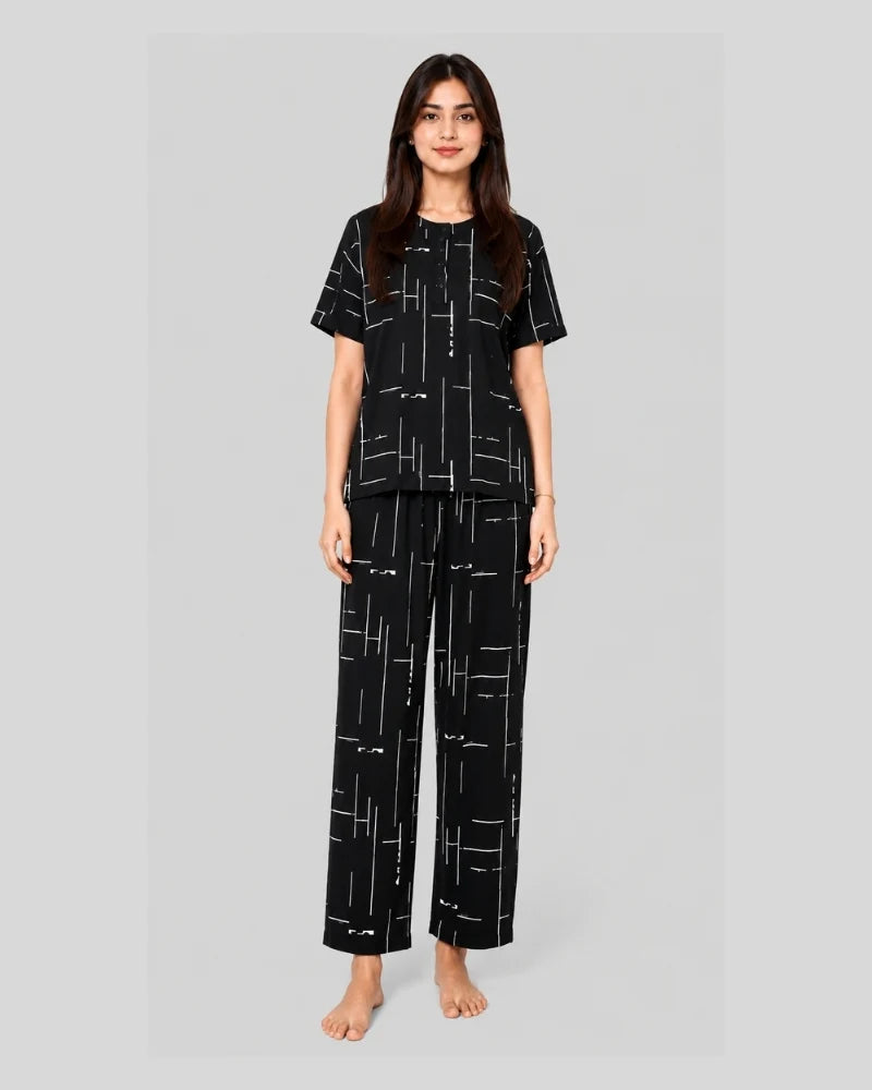 Abstract Line Print Pajama Set