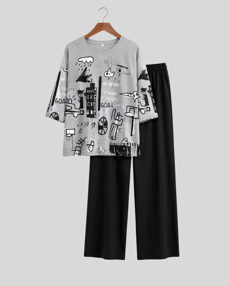 Urban Doodle Oversized Pajama Set
