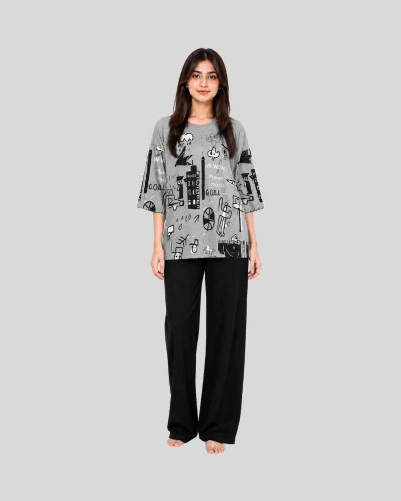 Urban Doodle Oversized Pajama Set