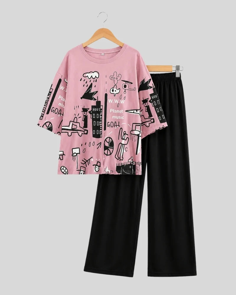 Urban Doodle Oversized Pajama Set