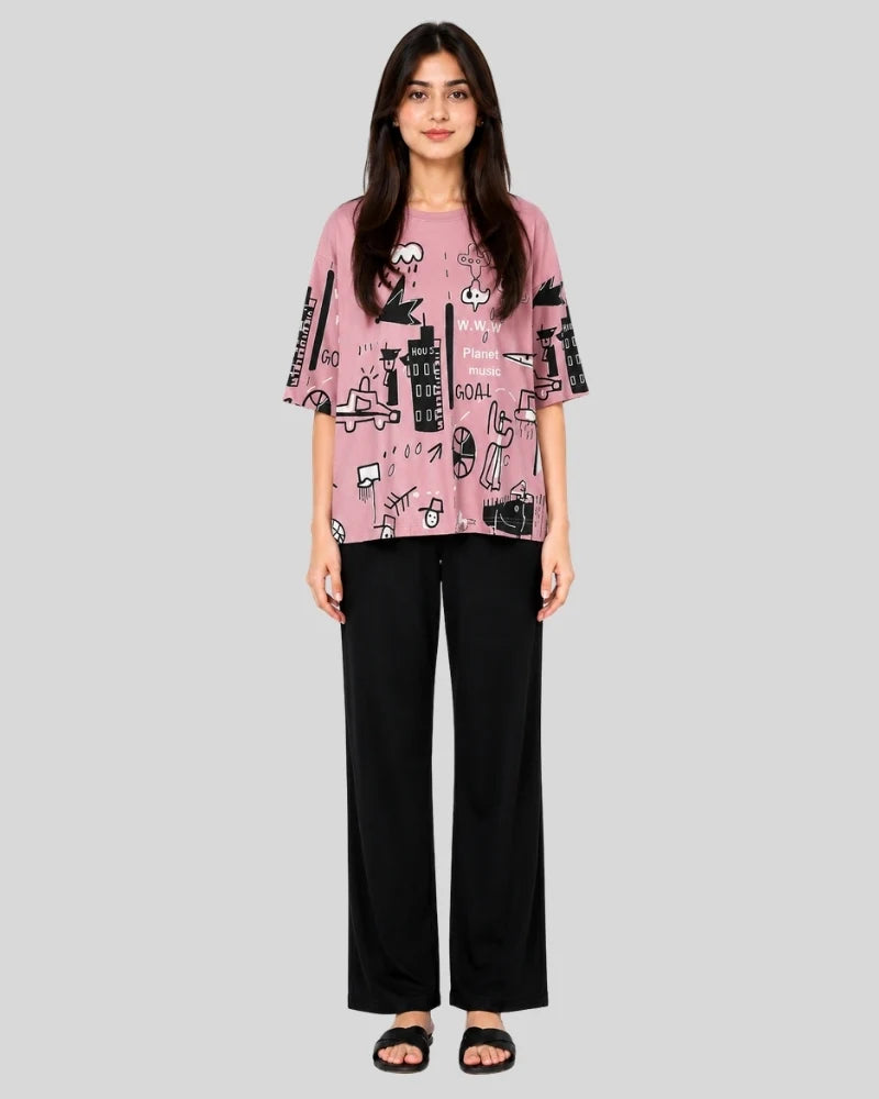 Urban Doodle Oversized Pajama Set