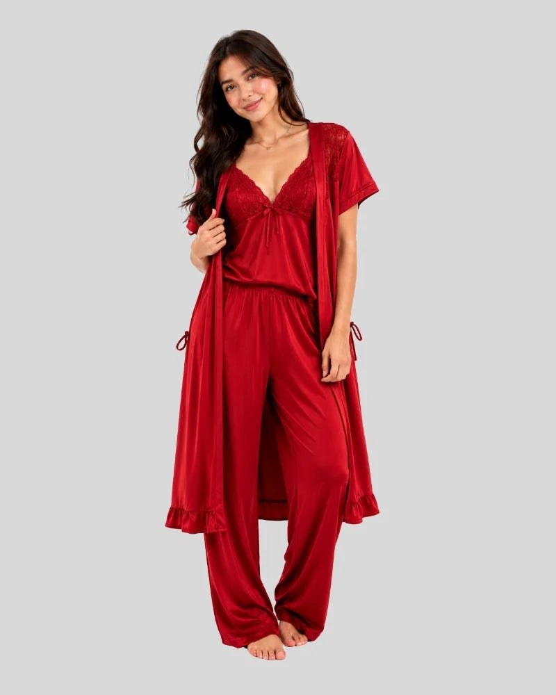 5-Piece Satin Lace Nightwear Set