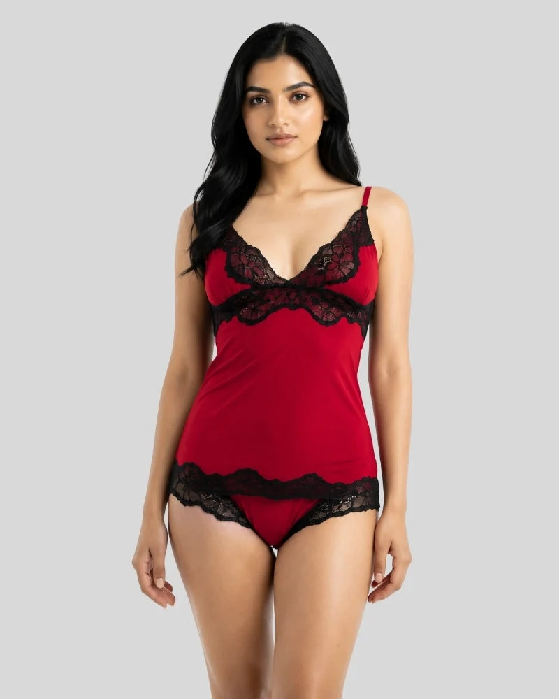 Lace Trim Camisole & Panty Set