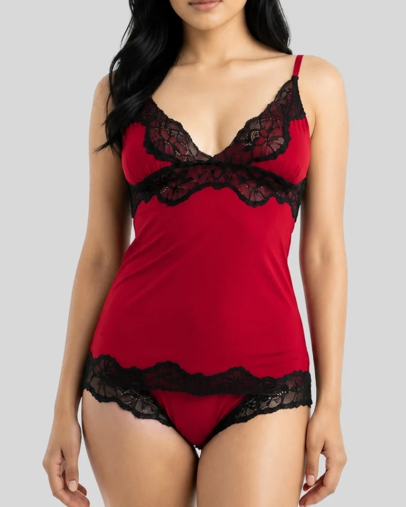 Lace Trim Camisole & Panty Set