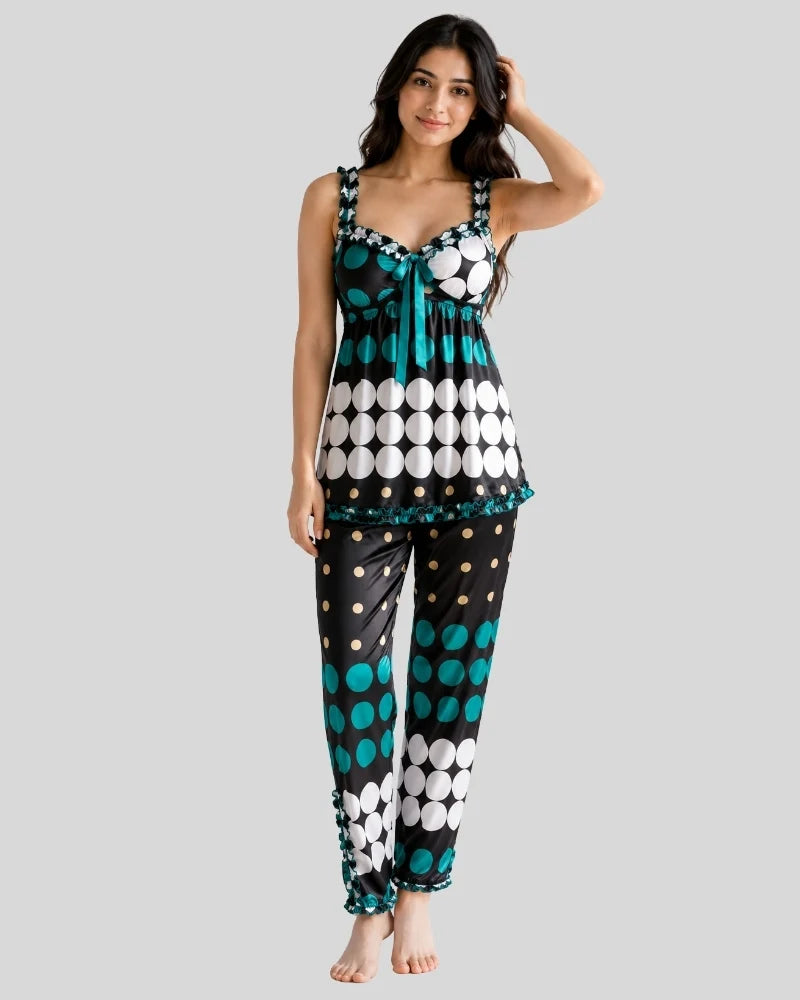 Polka Dot Ruffle Cami Pajama Set