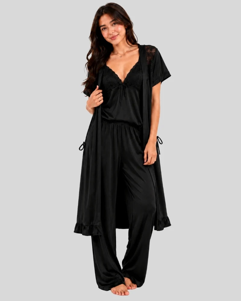 5-Piece Satin Lace Nightwear Set