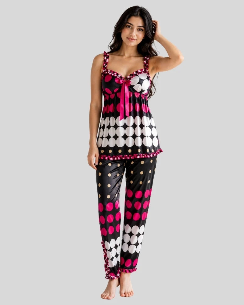 Polka Dot Ruffle Cami Pajama Set