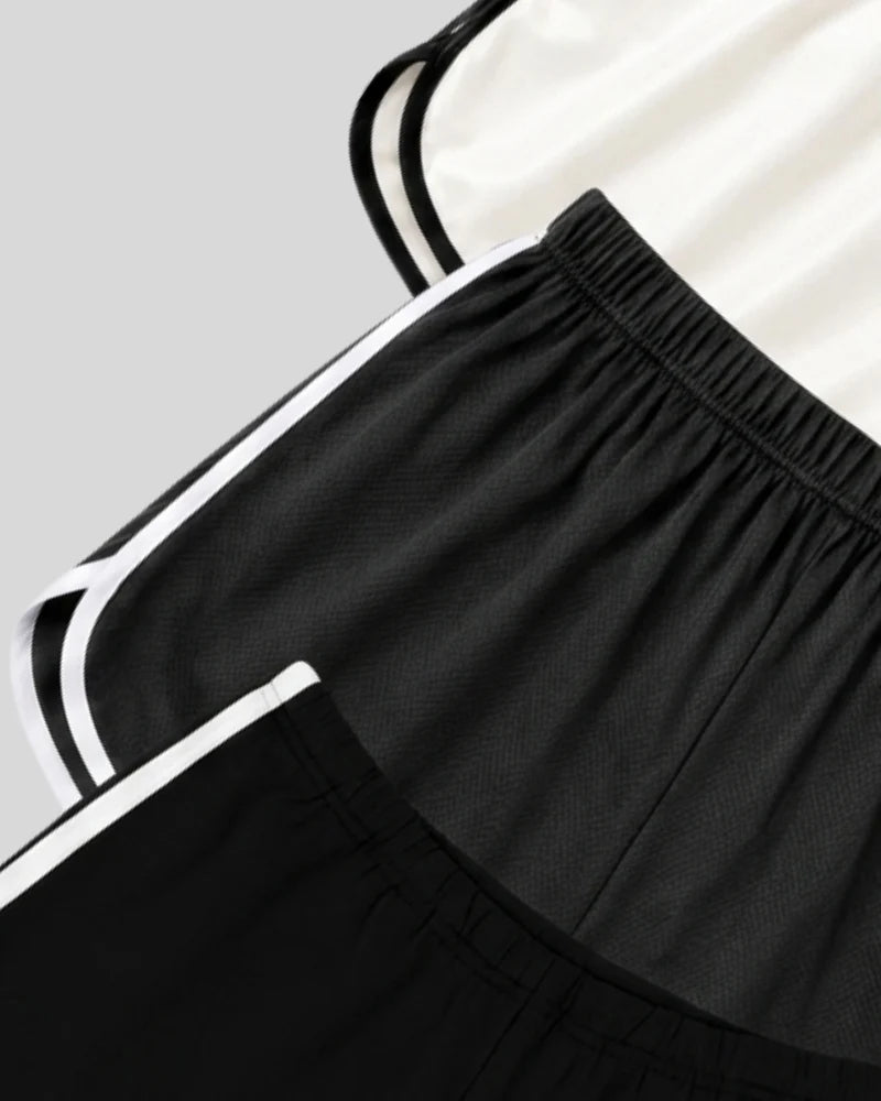 Contrast-Trim Dolphin Shorts (Pack of 3: White, Black, Grey)