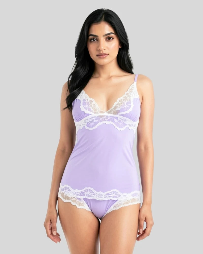Lace Trim Camisole & Panty Set