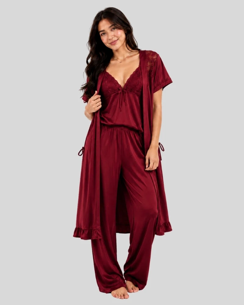 5-Piece Satin Lace Nightwear Set