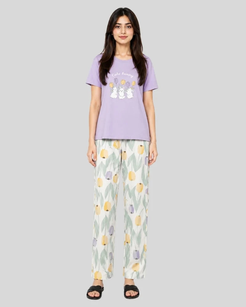 Cute Bunny Tulip Pajama Set