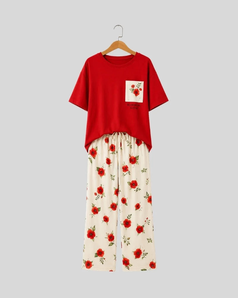 Poppy Bloom Two-Piece Lounge Set