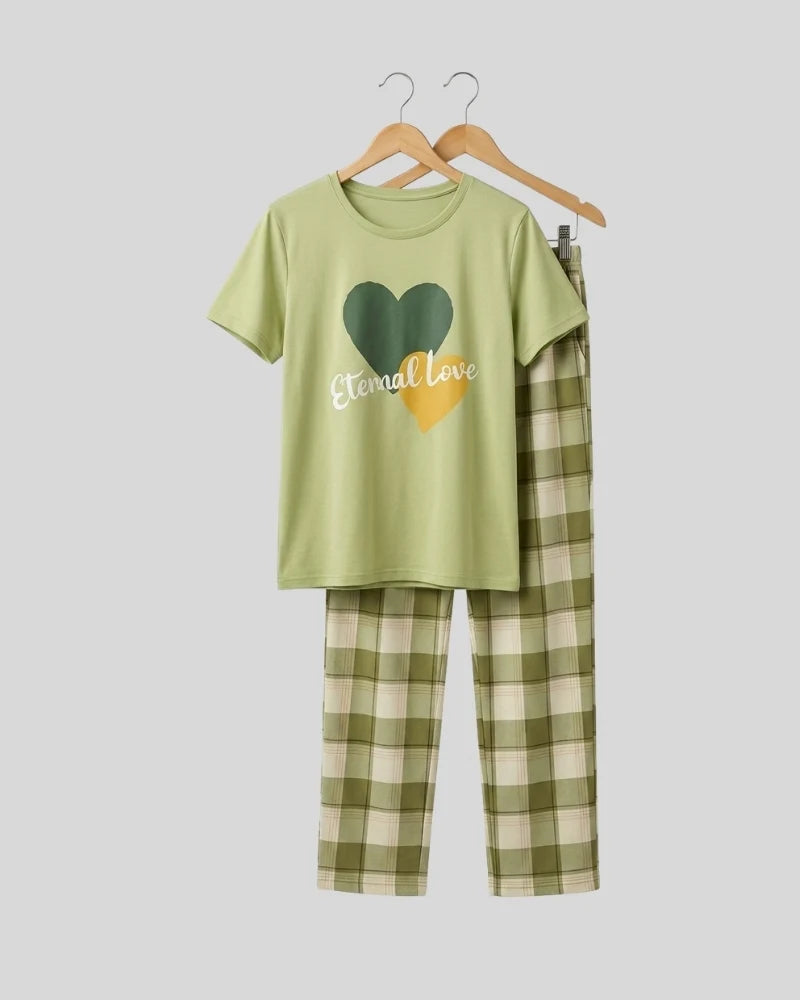 Eternal Love Plaid Pajama Set
