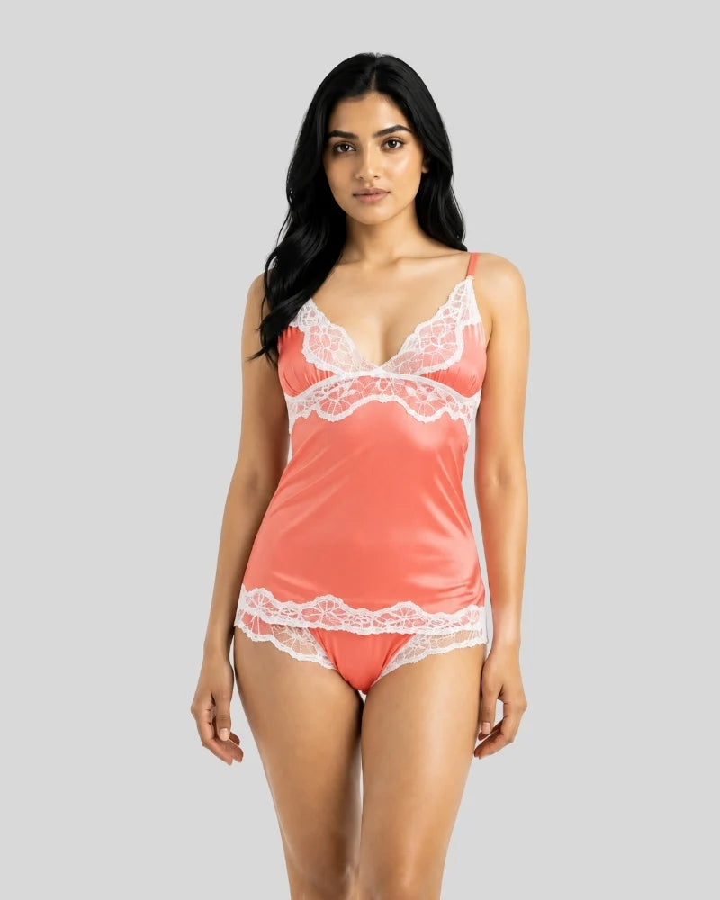 Lace Trim Camisole & Panty Set