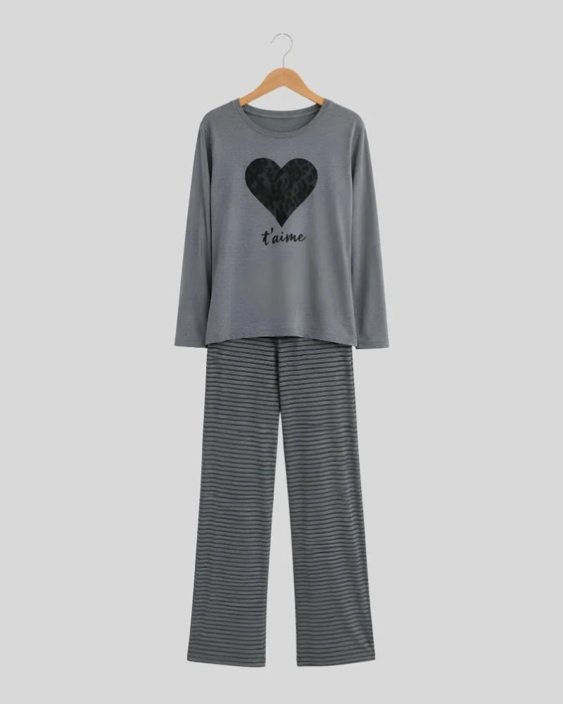 Heart Striped Pajama Set